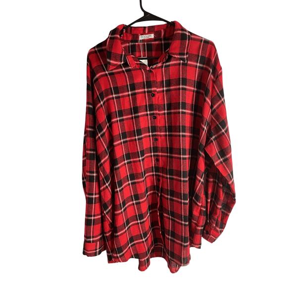 NWT In'Voland 24W Women's Tartan Plaid Button Up Oversized Flannel Utility Gorp - Picture 3 of 7